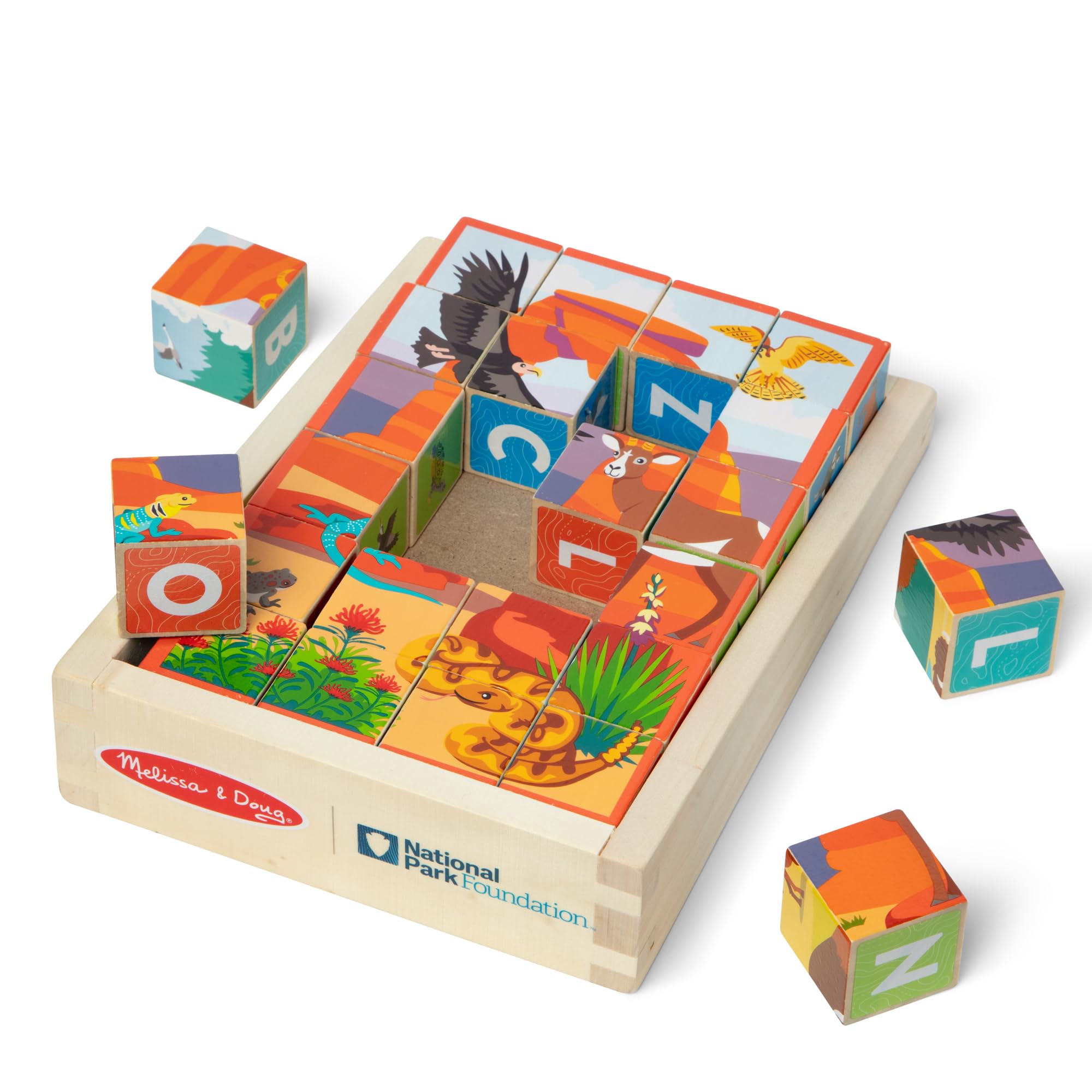 Puzzle Cúbico Con El Alfabeto De Los Parques Nacionales Melissa & Doug, 24 Piezas