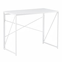 Joytek - Mesa Escritorio Plegable De Metal Y Madera Blanco 100X50X75 Cm