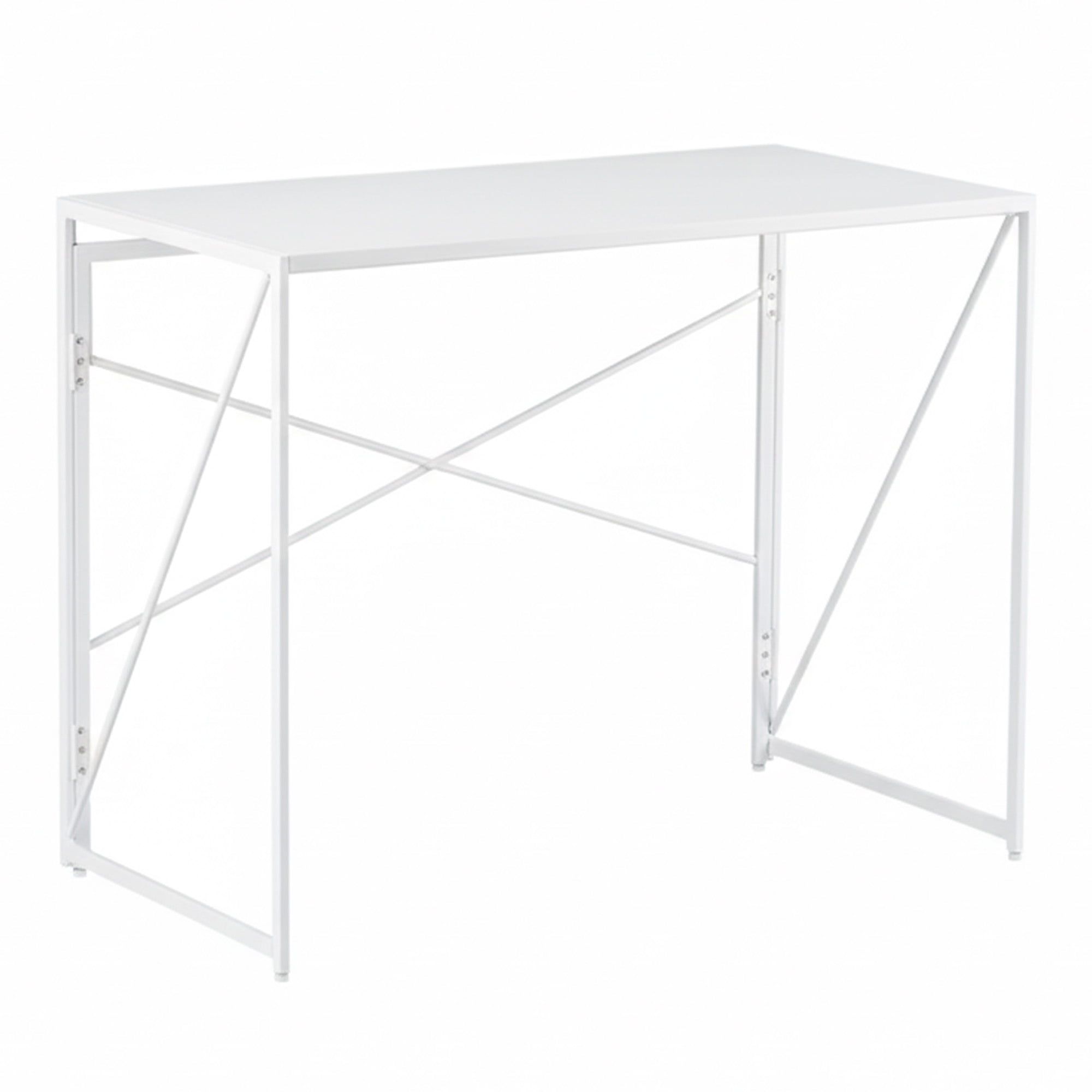Joytek - Mesa Escritorio Plegable De Metal Y Madera Blanco 100x50x75 Cm