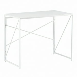 Joytek - Mesa Escritorio Plegable De Metal Y Madera Blanco 100X50X75 Cm