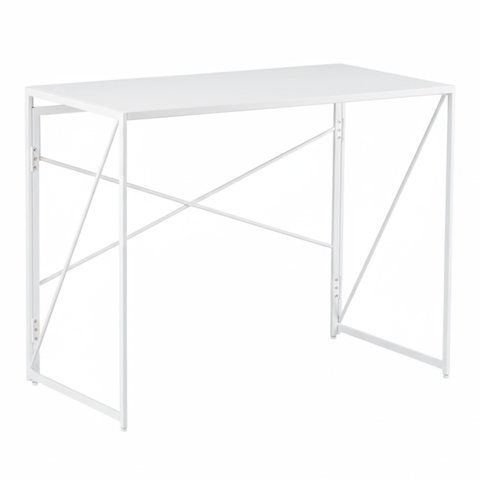Joytek - Mesa Escritorio Plegable De Metal Y Madera Blanco 100X50X75 Cm
