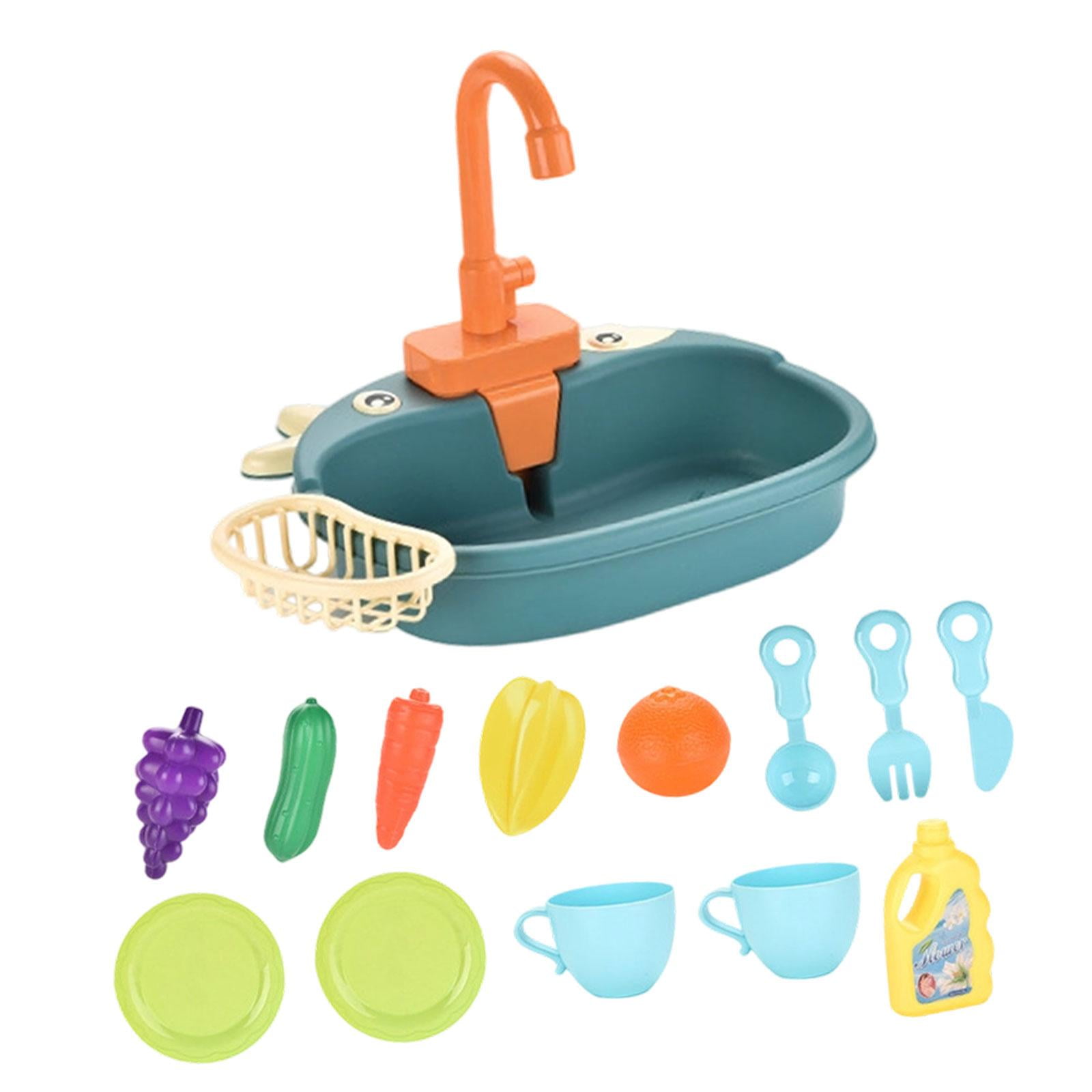 Bothyi - Fregadero De Cocina De Juguete Con Agua Corriente, Regalo Para Niños Y Niñas, Color Azul.