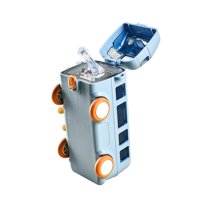 Ioensy - Linda Botella De Agua Con Correa Para El Hombro Coche De Dibujos Animados Kawaii Botellas De Agua Niñas Azul