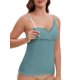 thumbnail image 4 of INSPIRE CHIC Camisetas de lactancia materna con tirantes ajustables y encaje cruzado para mujeres, acolchadas para amamantar, XL Azul, 4 of 5