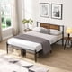 thumbnail image 1 of Queen Size metal bedframe,Headboard with wood panel decoration,black, 1 of 3
