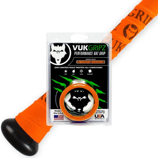 Cinta de agarre VukGripz para bate de béisbol, cinta reutilizable para bate de sóftbol, Naranja Legacy