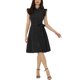 thumbnail image 1 of INSPIRE CHIC Vestido Camisero de Mujer Regreso a Clases Mangas Cortas Cuello en Punta Cinturón Botones Vestido Medio Negro S, 1 of 6