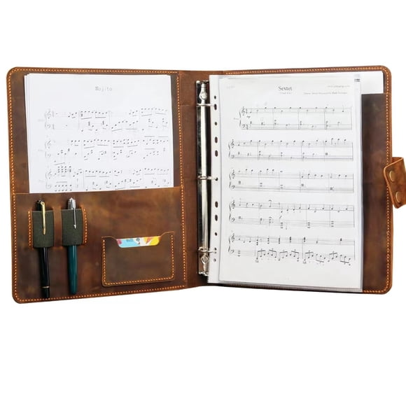 Carpeta de cuero D&M Leather Studio A4/Letter marrón de 3 anillas