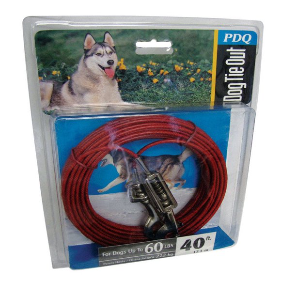 Cable de amarre PDQ con revestimiento de vinilo rojo para perros grandes de 18 m