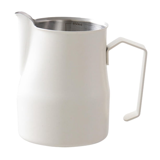 Jarra para espumar leche, acero inoxidable con báscula Jarra para espumar leche Piezas de la máquina de espresso Jarra para vaporizar espresso para , 500ml Beige