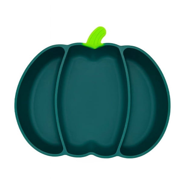 Children's Halloween Silicone Pumpkin Dinner Plate, Baby Silicone Non-slip Tableware, Suction Cup Type Food Supplement Box, Integrated Divided Grid Tableware