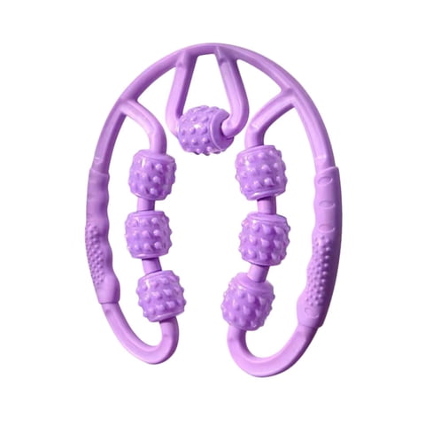 Ioensy - Rodillo Muscular Para Piernas, 7 Ruedas, Herramienta De Masaje Corporal Completo Para Codo De Golfista, Yoga, Morado
