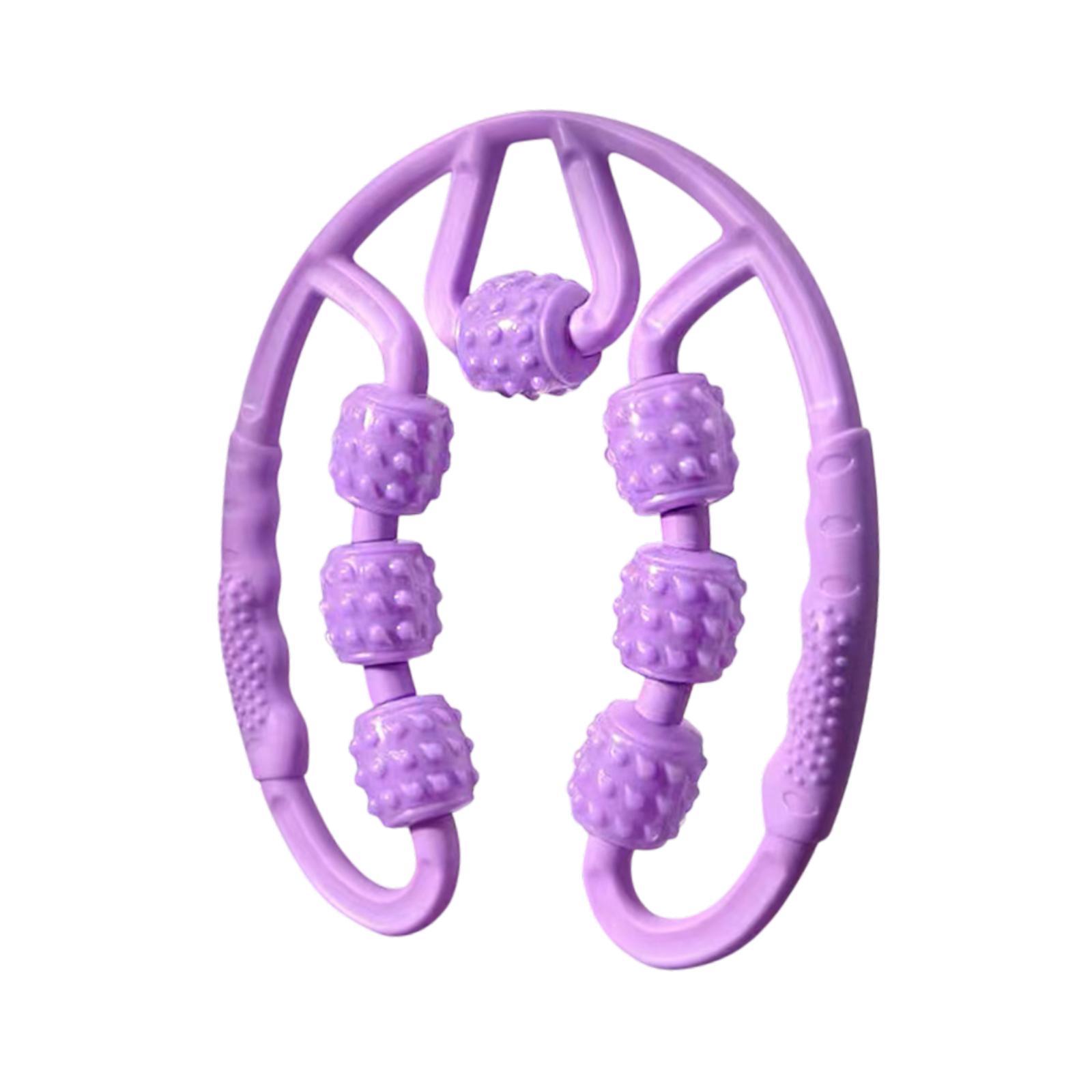 Ioensy - Rodillo Muscular Para Piernas, 7 Ruedas, Herramienta De Masaje Corporal Completo Para Codo De Golfista, Yoga, Morado