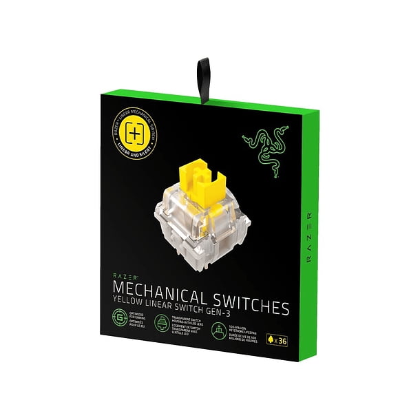 Kit De 36 Switches Mecánicos Para Teclado Razer, Color Amarillo, 3ra Generación