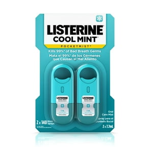 Listerine Pocketmist Menta Fresca En Bruma Para El Cuidado Bucal 7.7 Ml (Paquete De 2)