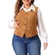 thumbnail image 1 of Agnes Orinda Trajes de Halloween para Mujeres Chalecos de Talla Grande Cuello en V Totalmente Forrado Botones Vestido de Trabajo Elegante Chaleco de Esmoquin Chaleco 2X Marrón, 1 of 6