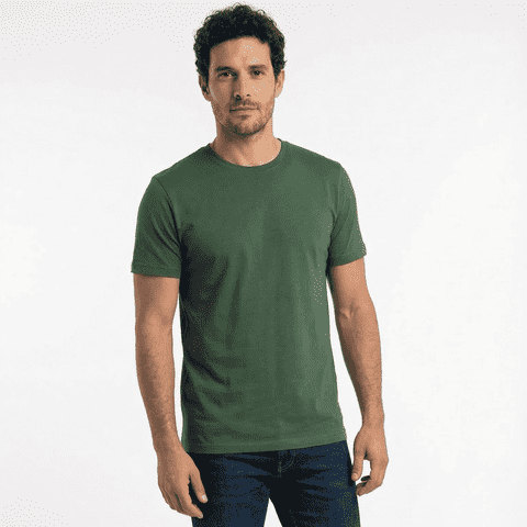 T-World - Polera 100 % Algodón Manga Corta Básica 170 Grs. Verde Pino