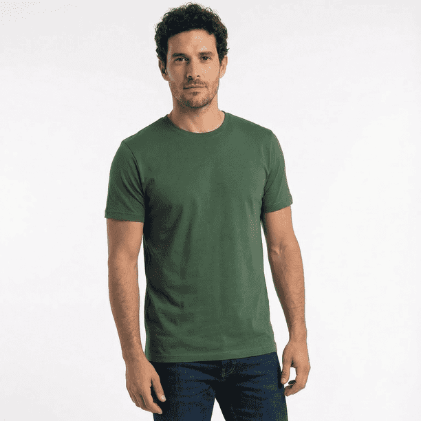 Polera 100 % Algodón Manga Corta Básica 170 Grs. Verde Pino