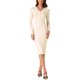 thumbnail image 1 of INSPIRE CHIC Vestido de punto para mujer, mangas largas, color sólido, cuello en V, botones, vestido ajustado M Apricot, 1 of 6