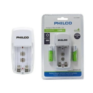 Cargador De Pilas Aa Y Aaa Con 2 Pilas Aa 9V 1200 Mah Philco