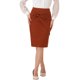 thumbnail image 1 of INSPIRE CHIC Falda Lápiz de Cintura Alta con Fruncido para Mujer, Detalle de Lazo, Abertura Trasera, Falda Ajustada Midi Caramelo M, 1 of 6