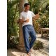 thumbnail image 5 of INSPIRE CHIC Pantalones de Lino Transpirables con Botones y Cintura Ajustable para Hombre, Casuales y Ligeros, 34 Azul Marino, 5 of 6