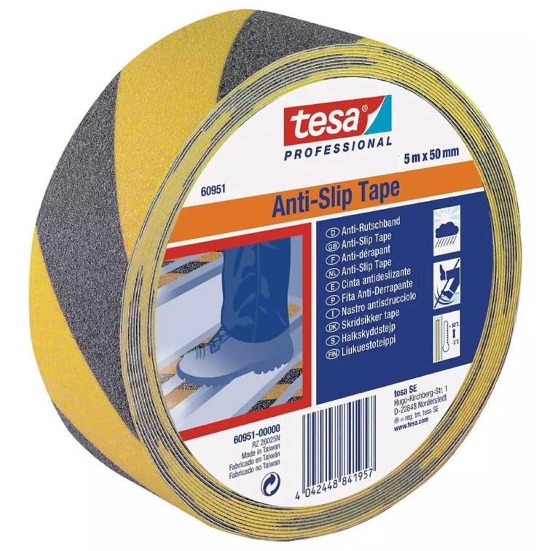 Tesa - Cinta Antideslizante 50mm X 5 Mts Amarillo/negro