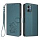 thumbnail image 1 of Motorola MOTO G Play 2025 Funda Billetera con Estampado de Gato, Verde Oscuro, 1 of 6