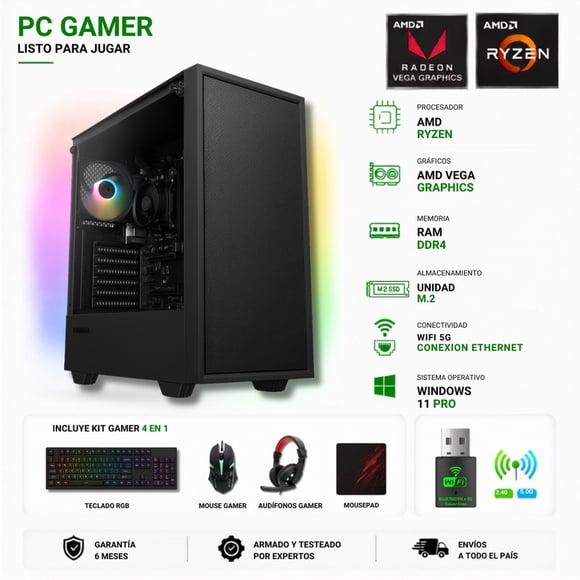Pc Gamer Amd Ryzen 5 5600GT + 16GB + Vega 7 + 480GB + STORM