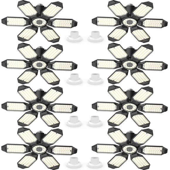Luces LED de garaje LUCORUSC, paquete de 8, 200 W, 6500 K, 22000 lúmenes