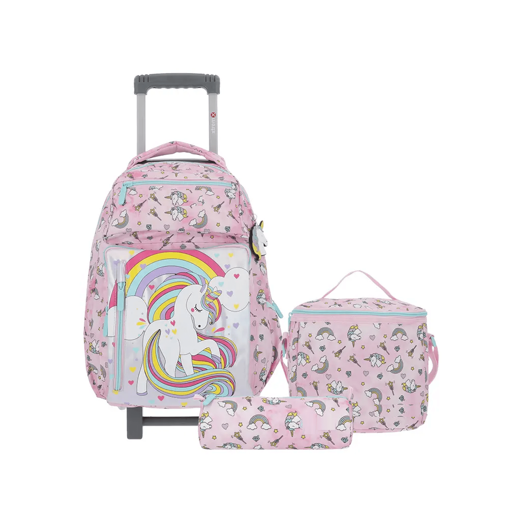 Pack Mochila Con Ruedas Belug Niña Run Rosado Unicornio