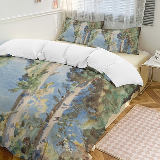 Oil Painting Style 3-Piece Twin Bed Set - Includes 1 Single Comforter And 2 Pillowcases Bedding - Fade Resistant Microfiber - Oil Painting Style