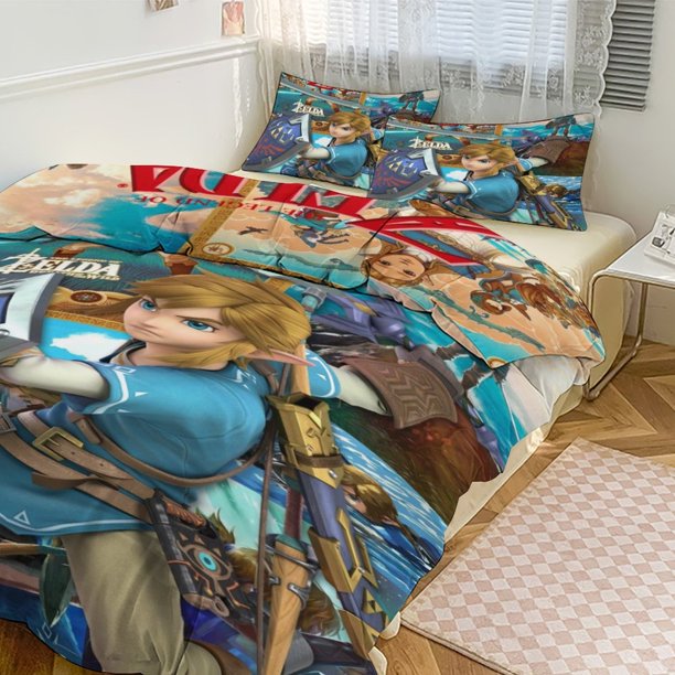 The Legend of Zelda Print Bedding Set Pattern Duvet Cove Set 3 Pieces 1 Quilt Cover And 2 Pillowcases for Women Men Teens