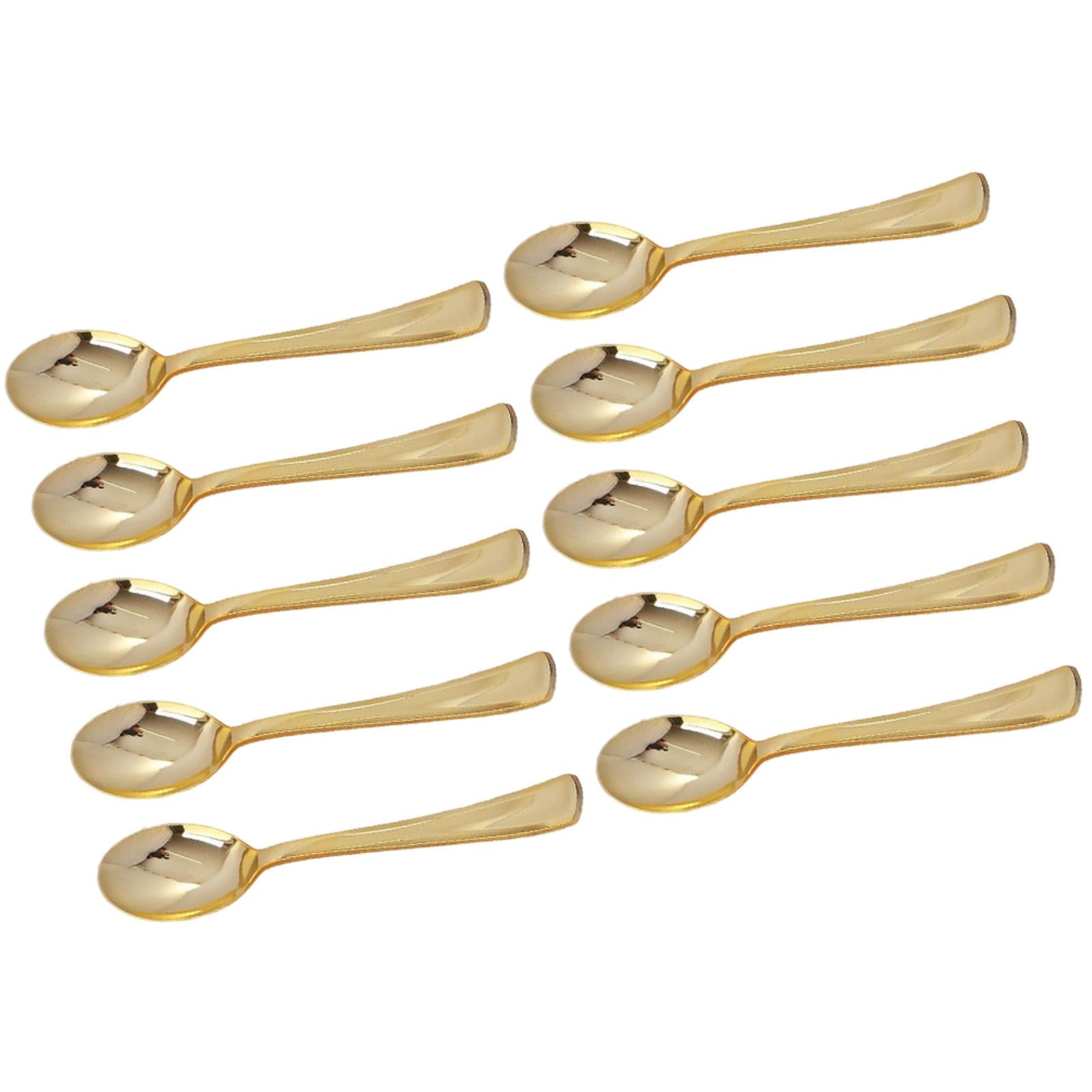 Bothyi - Vajilla Resistente Para Postres, Fiestas, Bodas, 10 Cucharas Doradas