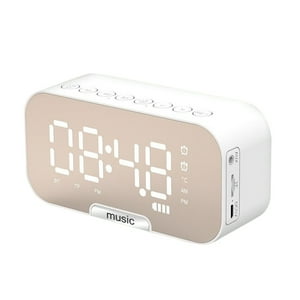 Importclick - Radio Reloj Despertador Digital Parlante Bluetooth Y Espejo Blanco