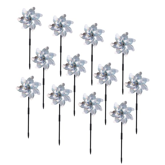 Molinillos de Viento para Jardín BATTIFE Paquete de 12 Reflectantes Plateados
