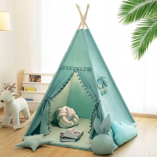 Carpa Tipo Tipi Para Niños Con Alfombrilla Luces En Forma De Estrella Y Funda De Transporte