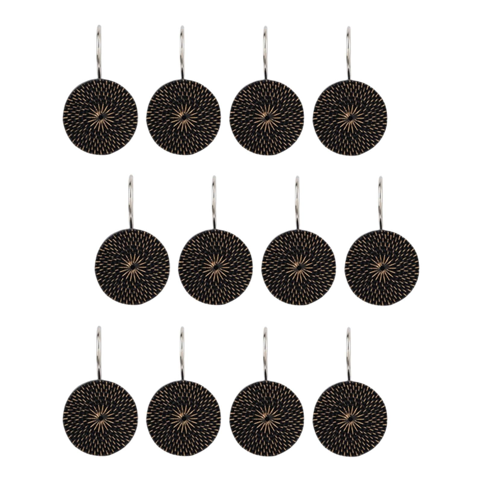 Bothyi - 12 Piezas De Ganchos Para Cortina De Ducha, Anillos Para Cortina De Ducha, Color Negro