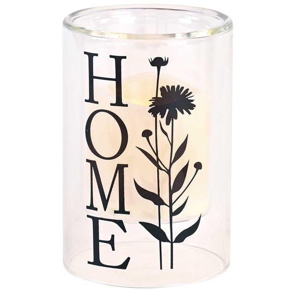 Portavelas Elanze Designs Home, cristal negro y transparente, 15 x 10 cm