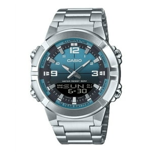 Casio - Reloj Análogo Digital Para Hombre Combinación Acero Inoxidable Dial Azul Claro Quartz Amw-870Da-2A2V