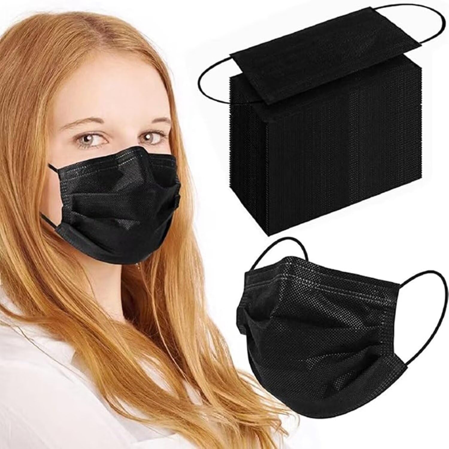Mascarillas Faciales Desechables Sdiw 100 Piezas, 3 Capas, Negras