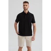 Fashionspark - Polera Hombre Slim Cuello Camisero Negro