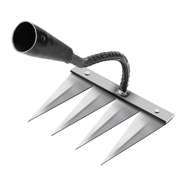 Herramienta extractora tradicional, herramienta de jardín, solo cabeza, extractor, aflojamiento, aflojamiento, jardín portátil, para plantar agr , Acero de 4 dientes