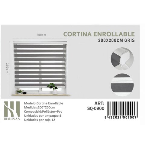 Mundo Shopping - Cortina Enrrollable Duo Color Gris 200X200Cm Iii Musas