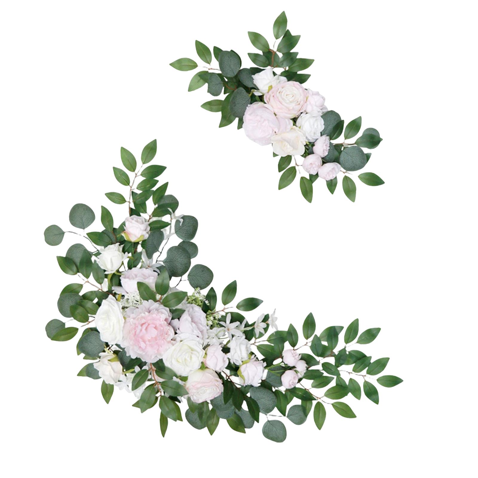 Magideal - 2Pcs Rose Flower Swag Arch Swag Garland Decor Kit De Flores De , Exhibición De Plantas Falsas Para El Arreglo Símbolo Recepción De