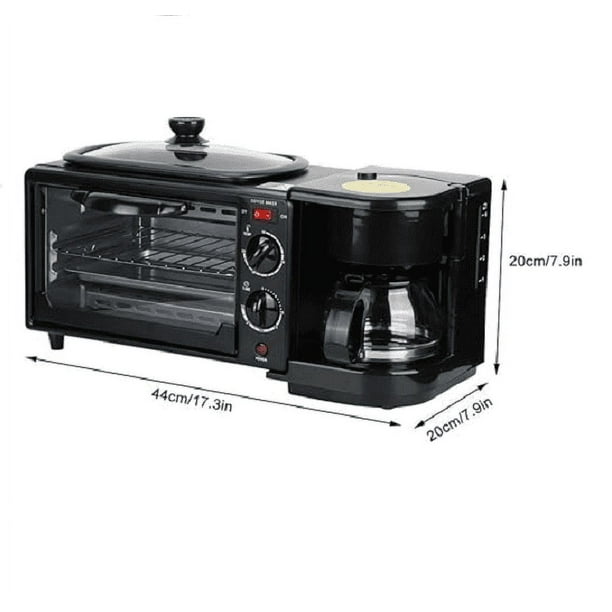3 en 1 Horno Eléctrico Con Cafetera, Tostadora y Plancha Antiadherente
