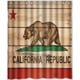 thumbnail image 1 of Cortina de ducha con diseño de madera y bandera de la República de California, juego de cortinas de baño con ganchos, tamaño 60 x 72 pulgadas, 1 of 3