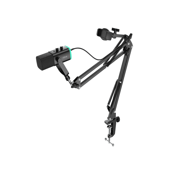 FIFINE AM8T Neo brazo de micrófono ajustable con soporte para teléfono, negro