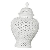 Bothyi - Organizador De Jarrones De Cerámica Con Tapa, Tarro De Jengibre De Porcelana Para Escritorio, Hogar, H 27,5 Cm, Boca 7,2 Cm