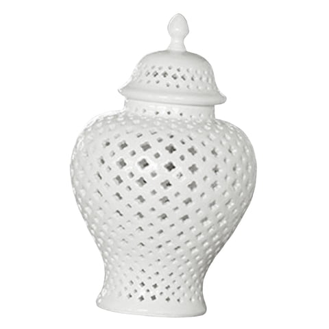 Bothyi - Organizador De Jarrones De Cerámica Con Tapa, Tarro De Jengibre De Porcelana Para Escritorio, Hogar, H 27,5 Cm, Boca 7,2 Cm